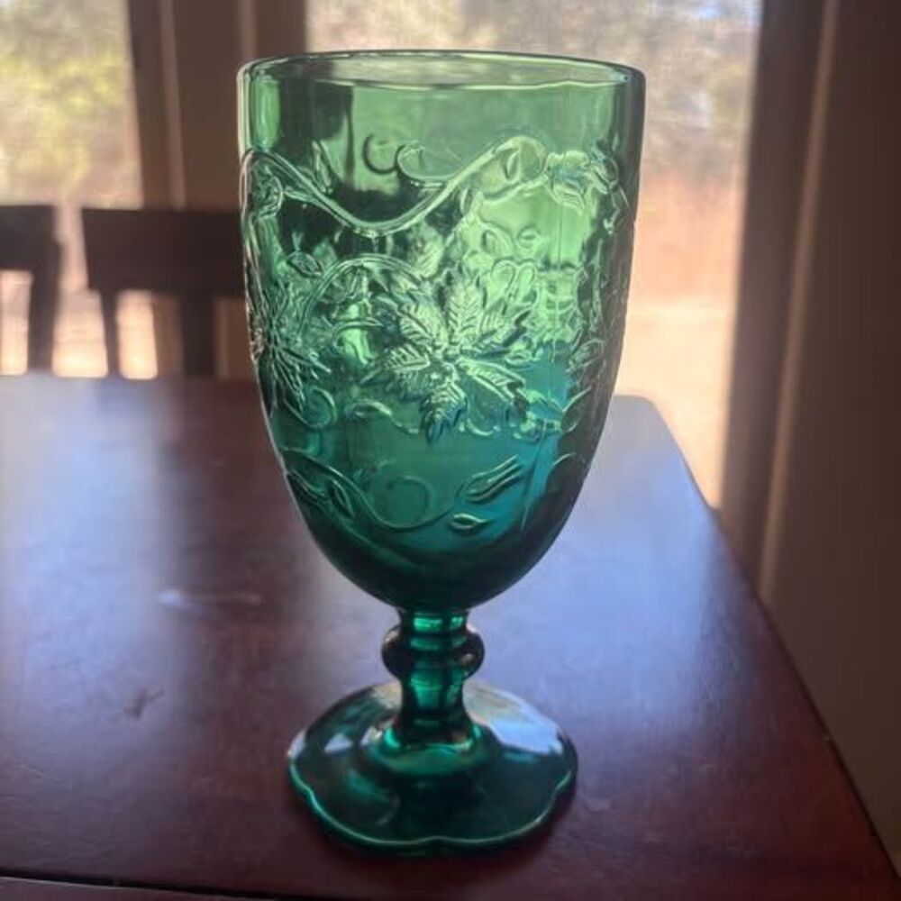 Princess House Fantasia Emerald Green Iced Tea Goblet